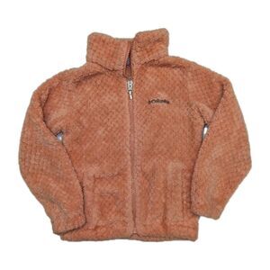 Columbia Fleece Fireside Jacket Girl's Size XS (6X) Coral Full Zip Camping Cute